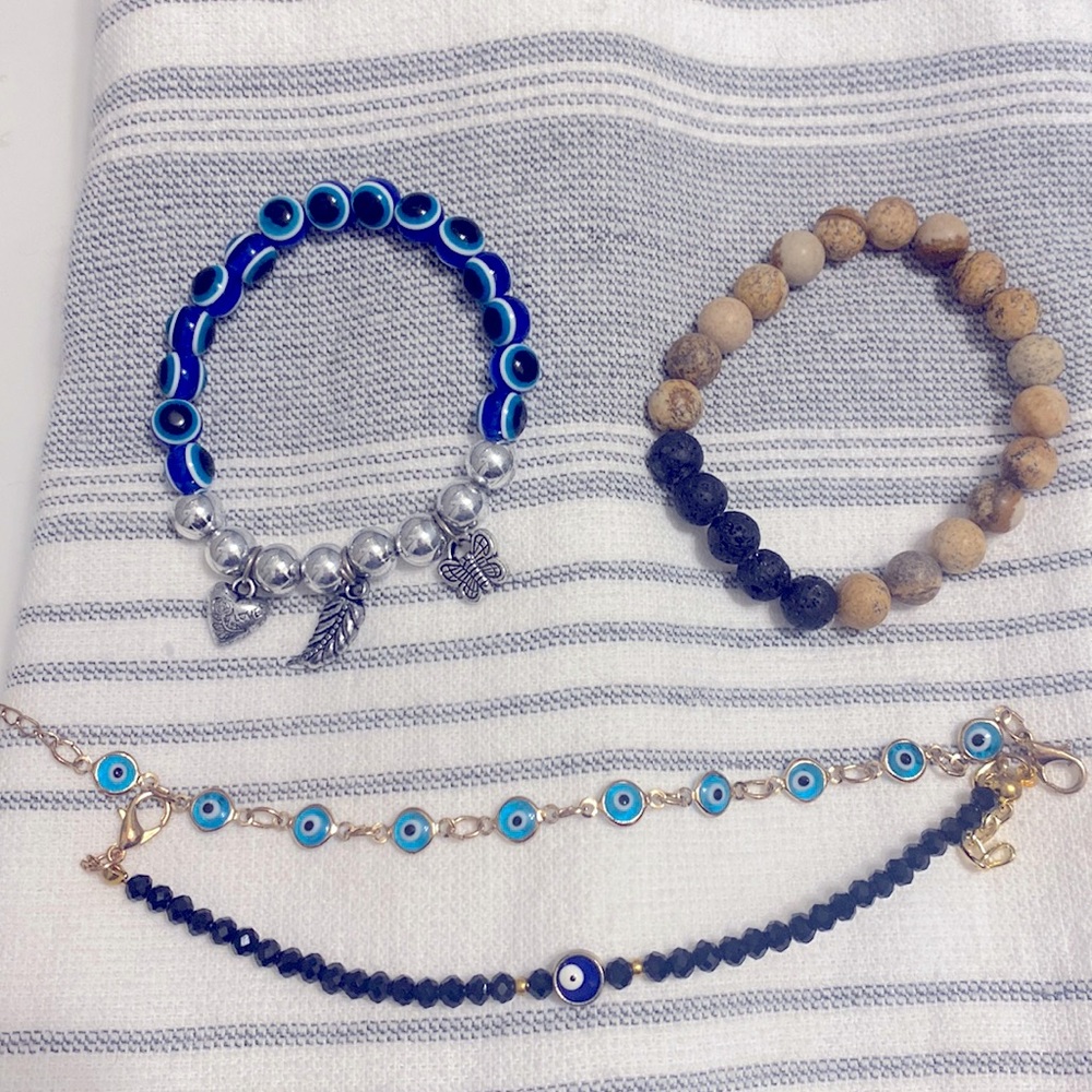 Evil eye beaded bracelet lot